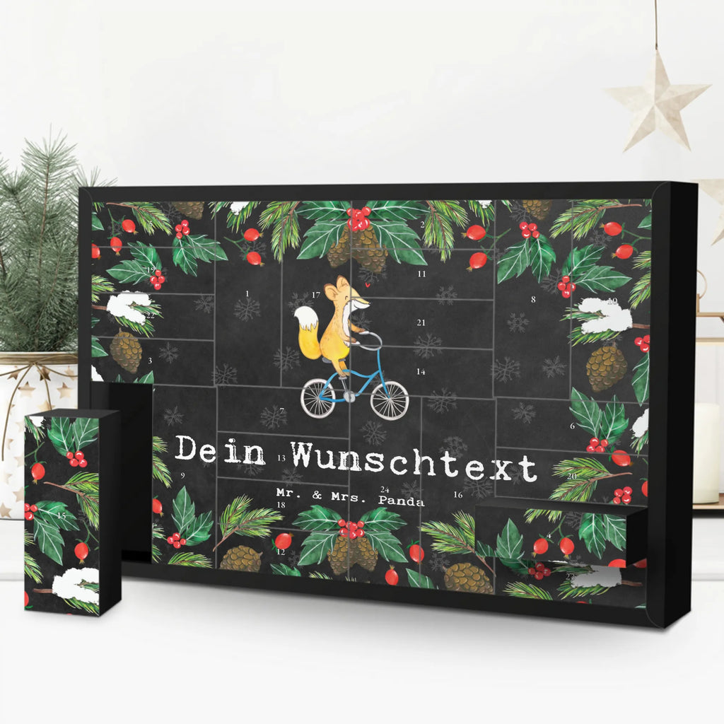 Personalisierter Befüllbarer Adventskalender Fuchs Fahrrad fahren Befüllbarer Adventskalender, Adventskalender zum selbst befüllen, Geschenk, Sport, Sportart, Hobby, Schenken, Danke, Dankeschön, Auszeichnung, Gewinn, Sportler, Fahrrad fahren, Radeln, Trekking, Mountainbiking, Radsport