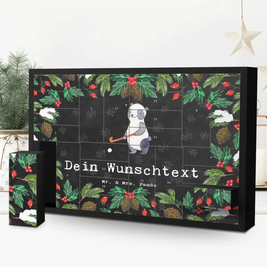 Personalisierter Befüllbarer Adventskalender Panda Hockey spielen Befüllbarer Adventskalender, Adventskalender zum selbst befüllen, Geschenk, Sport, Sportart, Hobby, Schenken, Danke, Dankeschön, Auszeichnung, Gewinn, Sportler, Hockey spielen, Feldhockey, Hockeyschläger, Hockey Verein