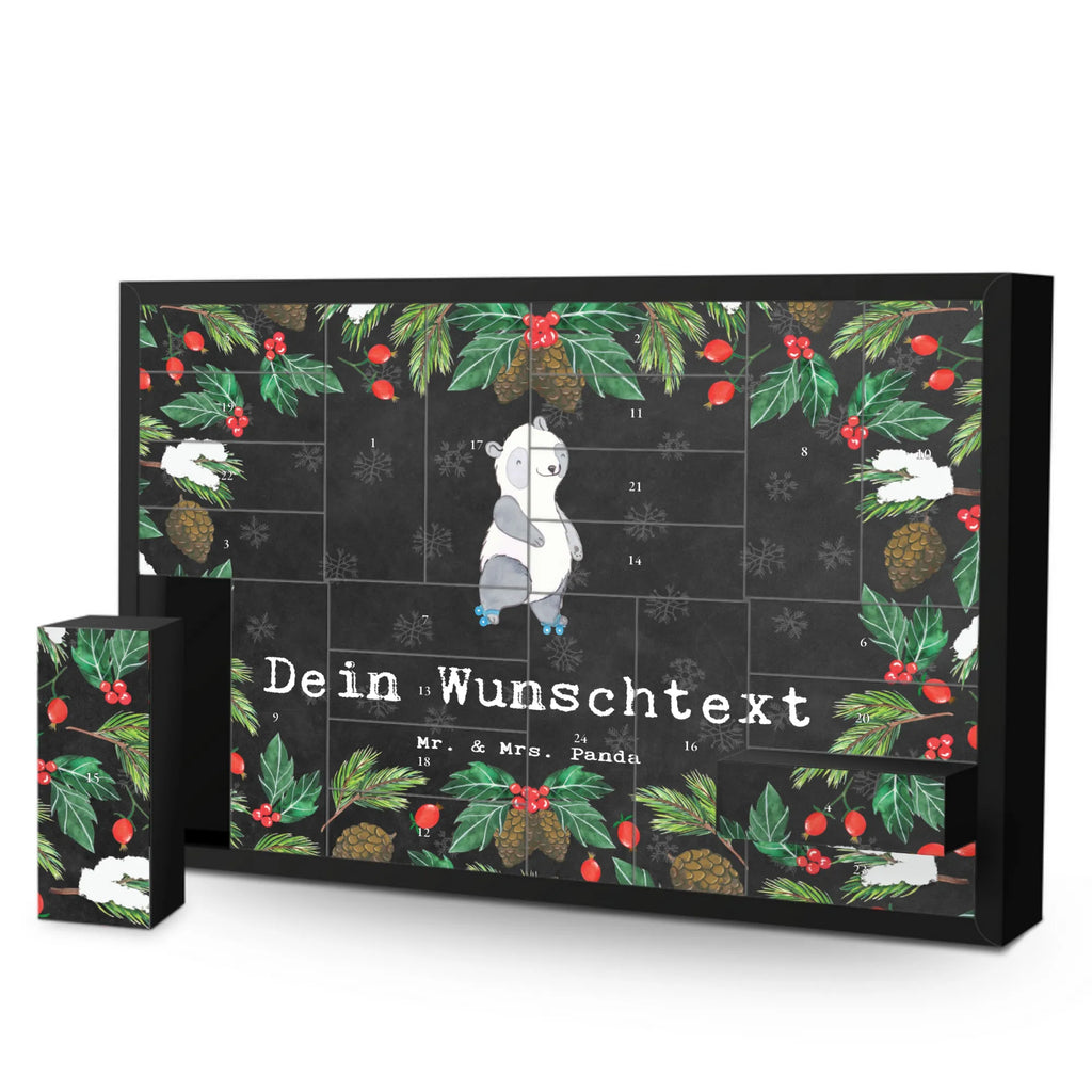 Personalisierter Befüllbarer Adventskalender Panda Inliner fahren Befüllbarer Adventskalender, Adventskalender zum selbst befüllen, Geschenk, Sport, Sportart, Hobby, Schenken, Danke, Dankeschön, Auszeichnung, Gewinn, Sportler, Inliner fahren, Rollschuh fahren, Rollerblades, inlinern