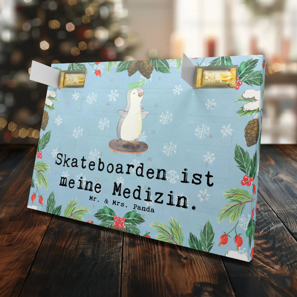 Marzipan Adventskalender Pinguin Skateboarden Marzipan Adventskalender, Geschenk, Sport, Sportart, Hobby, Schenken, Danke, Dankeschön, Auszeichnung, Gewinn, Sportler, Skateboarden, Skateboard fahren, Skaten, Skateboard, Skateplatz