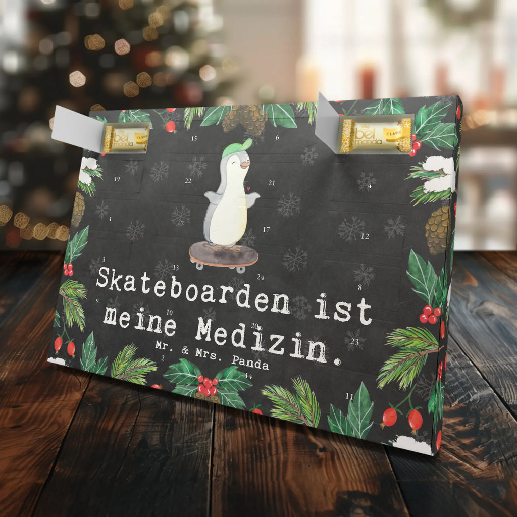 Marzipan Adventskalender Pinguin Skateboarden Marzipan Adventskalender, Geschenk, Sport, Sportart, Hobby, Schenken, Danke, Dankeschön, Auszeichnung, Gewinn, Sportler, Skateboarden, Skateboard fahren, Skaten, Skateboard, Skateplatz