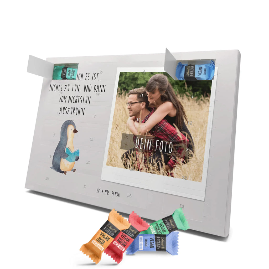 Personalisierter veganer Foto Adventskalender Pinguin Buch Personalisierter veganer Foto Adventskalender, Pinguin, Pinguine, Buch, Lesen, Bücherwurm, Nichtstun, Faulenzen, Ferien, Urlaub, Freizeit