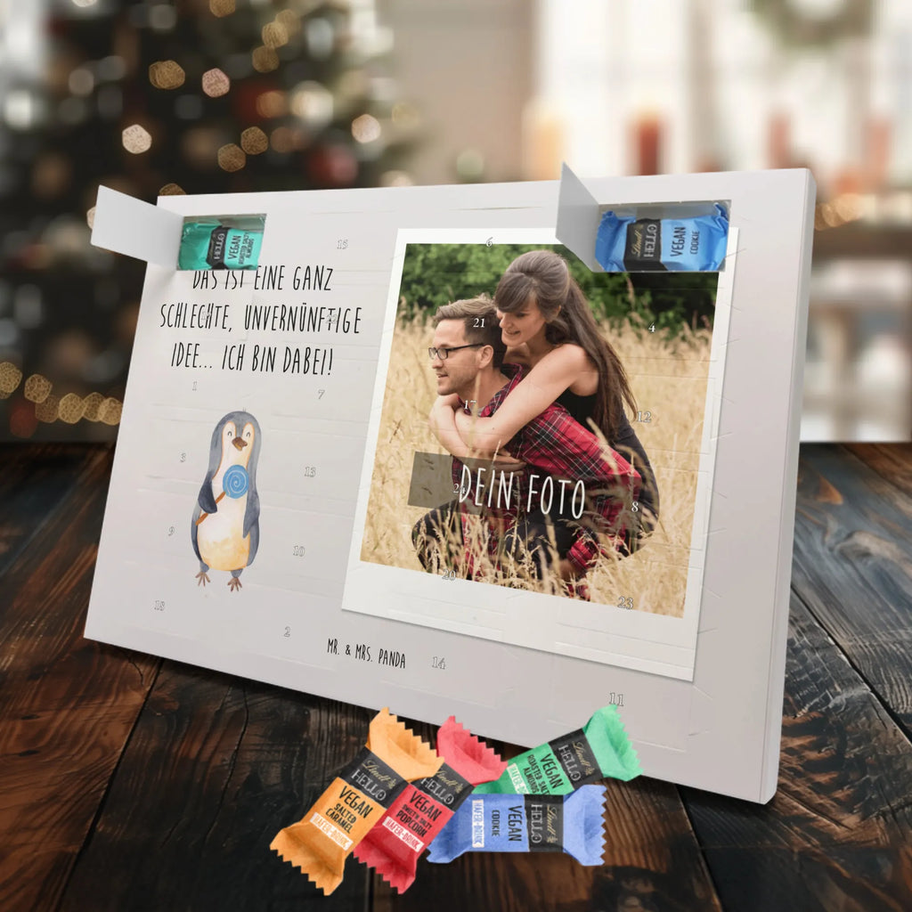 Personalisierter veganer Foto Adventskalender Pinguin Lolli Personalisierter veganer Foto Adventskalender, Pinguin, Pinguine, Lolli, Süßigkeiten, Blödsinn, Spruch, Rebell, Gauner, Ganove, Rabauke