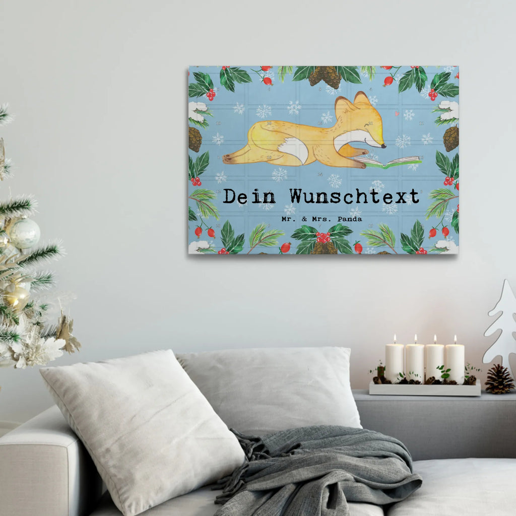 Personalisierter Tee Adventskalender Fuchs Lesen Personalisierter Tee Adventskalender, Geschenk, Sport, Sportart, Hobby, Schenken, Danke, Dankeschön, Auszeichnung, Gewinn, Sportler, lesen, Bücher lesen, Bücherwurm