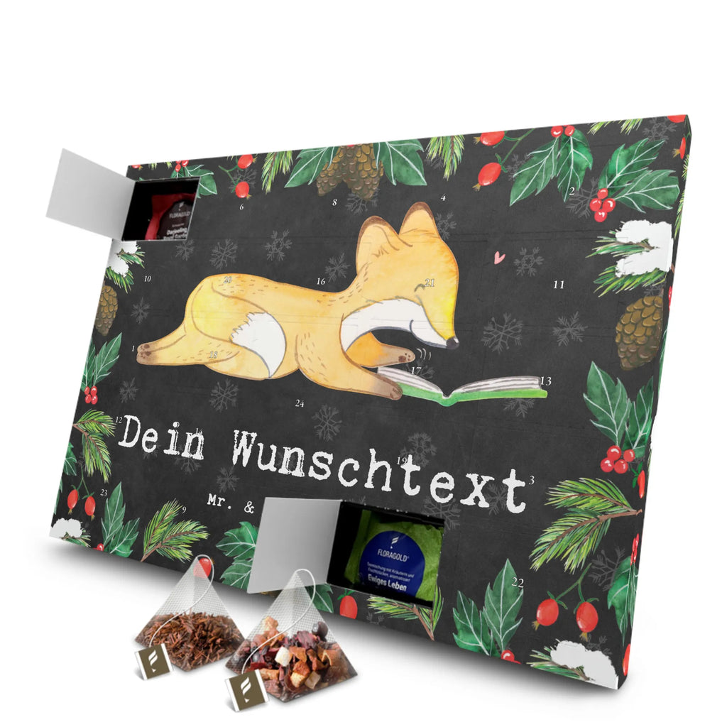 Personalisierter Tee Adventskalender Fuchs Lesen Personalisierter Tee Adventskalender, Geschenk, Sport, Sportart, Hobby, Schenken, Danke, Dankeschön, Auszeichnung, Gewinn, Sportler, lesen, Bücher lesen, Bücherwurm