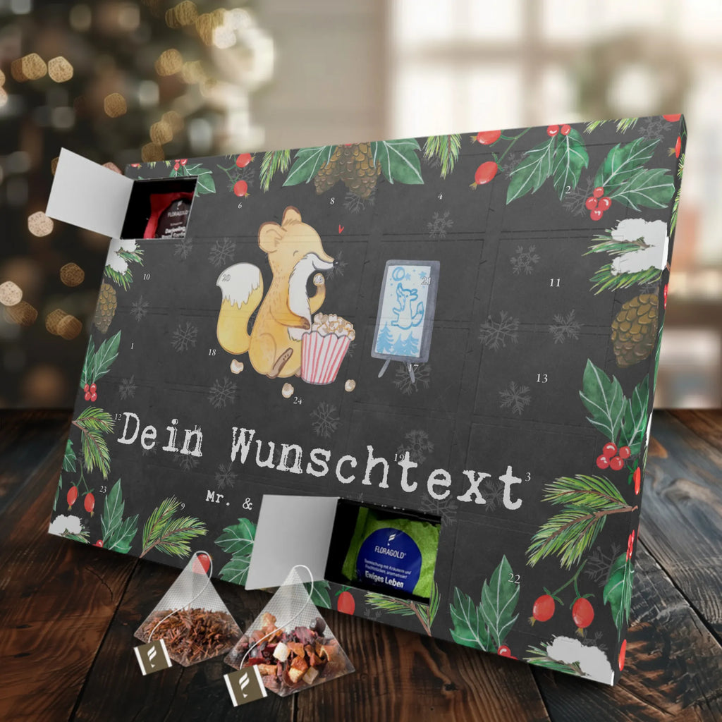 Personalisierter Tee Adventskalender Fuchs Filme gucken Personalisierter Tee Adventskalender, Geschenk, Sport, Sportart, Hobby, Schenken, Danke, Dankeschön, Auszeichnung, Gewinn, Sportler, Filmabend, Filme gucken, TV, Fernsehen, Kino