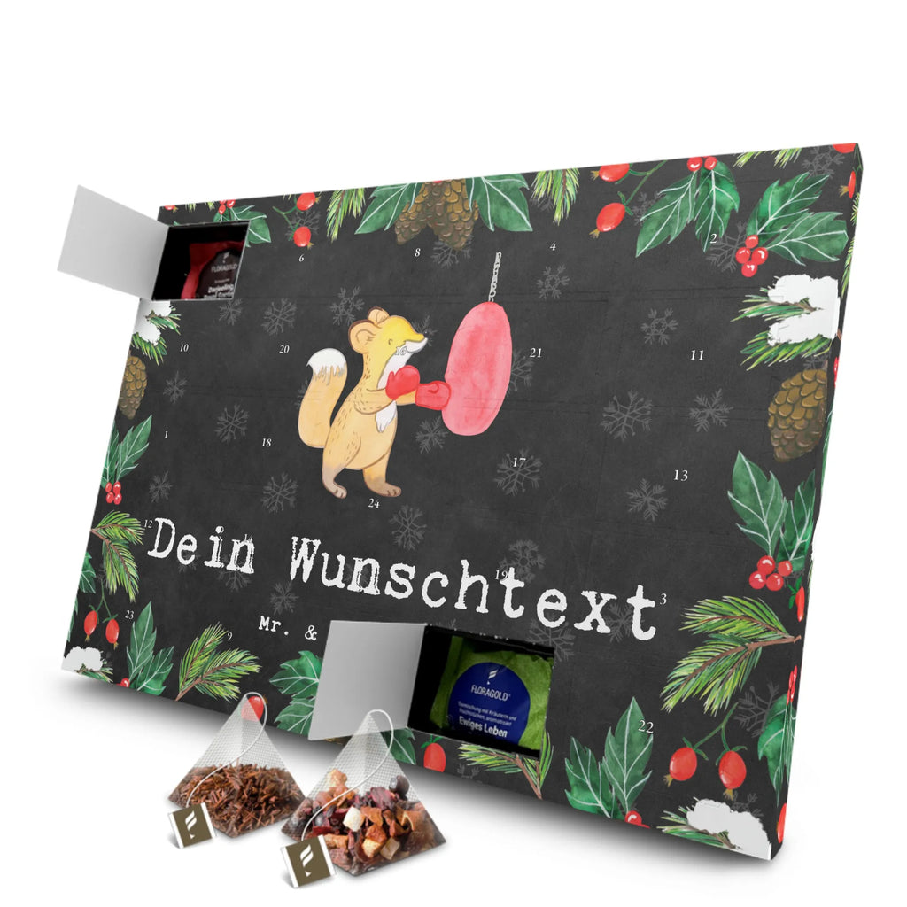 Personalisierter Tee Adventskalender Fuchs Boxen Personalisierter Tee Adventskalender, Geschenk, Sport, Sportart, Hobby, Schenken, Danke, Dankeschön, Auszeichnung, Gewinn, Sportler, Boxen, Boxkampf, Boxtraining