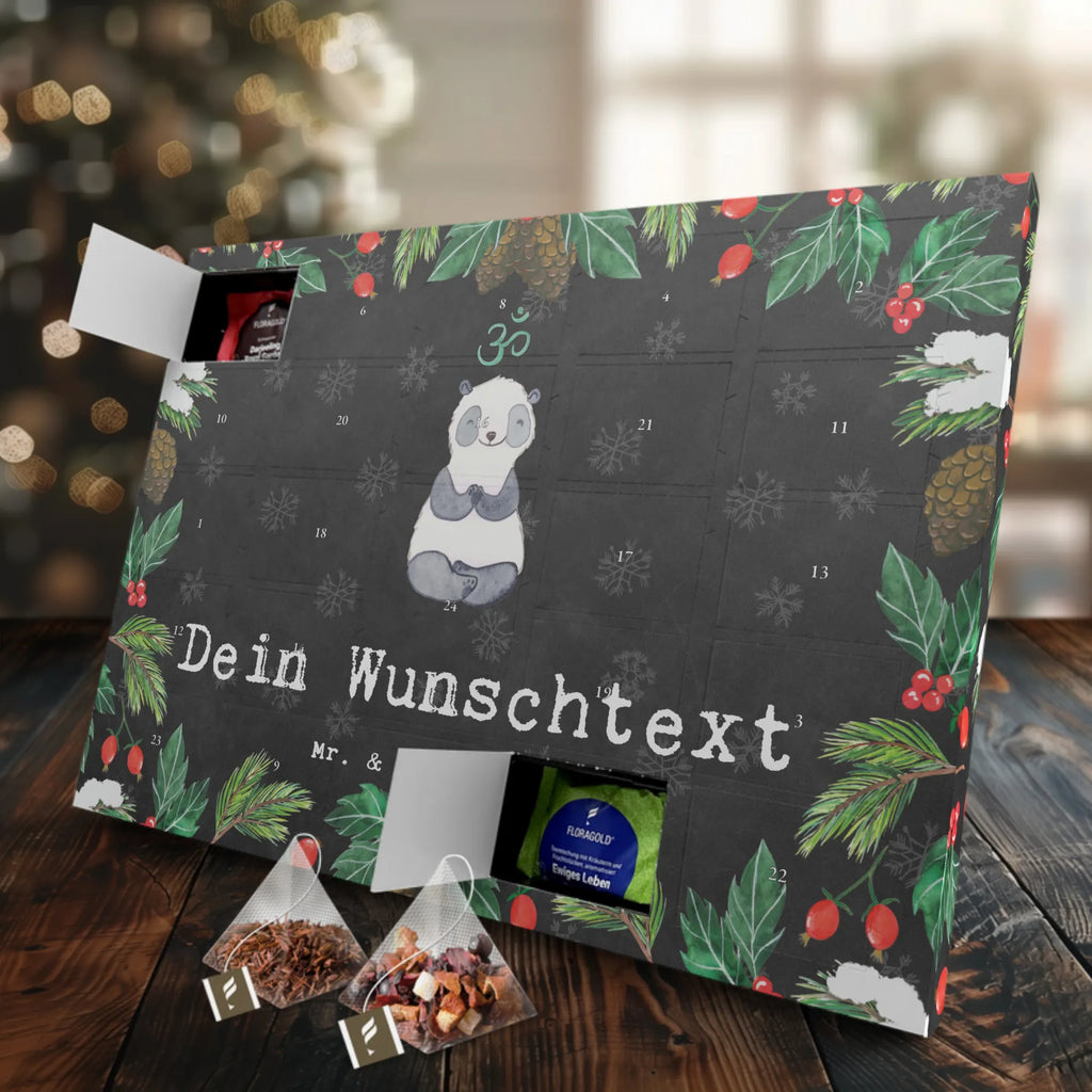 Personalisierter Tee Adventskalender Panda Meditieren Personalisierter Tee Adventskalender, Geschenk, Sport, Sportart, Hobby, Schenken, Danke, Dankeschön, Auszeichnung, Gewinn, Sportler, Meditieren, Meditation, Meditationskurs