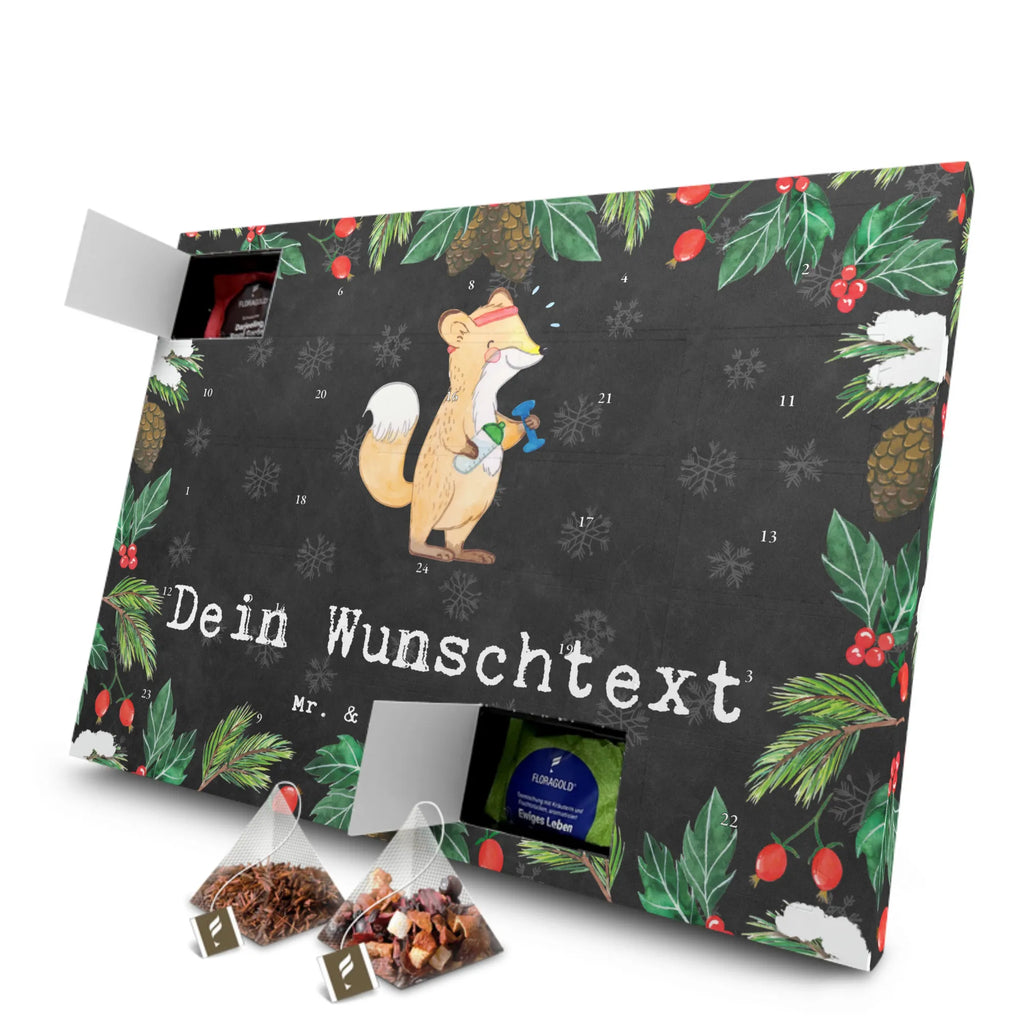 Personalisierter Tee Adventskalender Fuchs Fitness Personalisierter Tee Adventskalender, Geschenk, Sport, Sportart, Hobby, Schenken, Danke, Dankeschön, Auszeichnung, Gewinn, Sportler, Fitness, Sport treiben, Fitnessstudio, Sportclub, Kraftsport