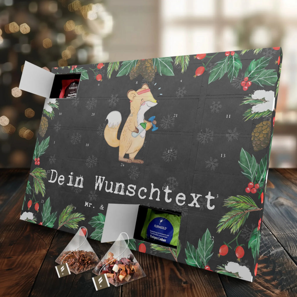 Personalisierter Tee Adventskalender Fuchs Fitness Personalisierter Tee Adventskalender, Geschenk, Sport, Sportart, Hobby, Schenken, Danke, Dankeschön, Auszeichnung, Gewinn, Sportler, Fitness, Sport treiben, Fitnessstudio, Sportclub, Kraftsport