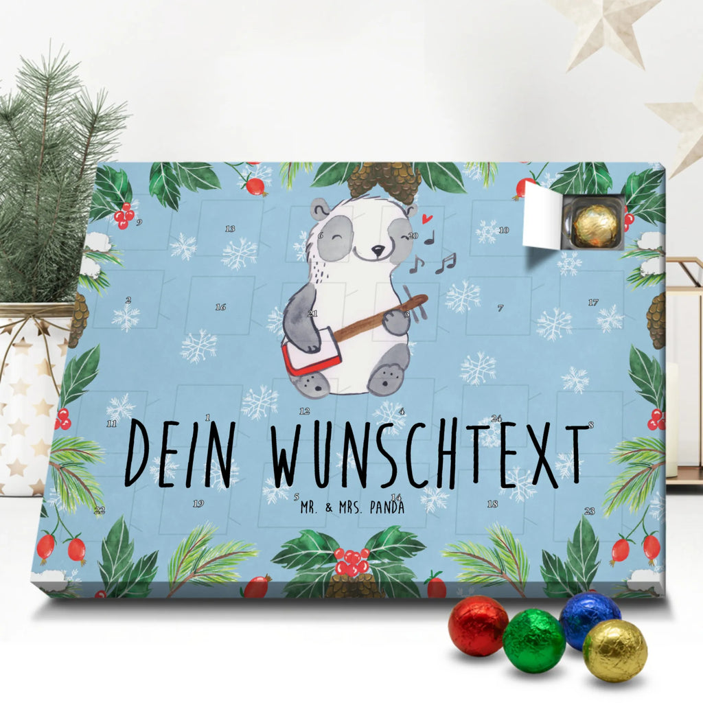 Personalisierter Schoko Adventskalender Panda Shamisen Personalisierter Adventskalender, Adventskalender mit Namen, Instrumente, Geschenke Musiker, Musikliebhaber, Panda, Shamisen, Laute, China, Traditionsmusik