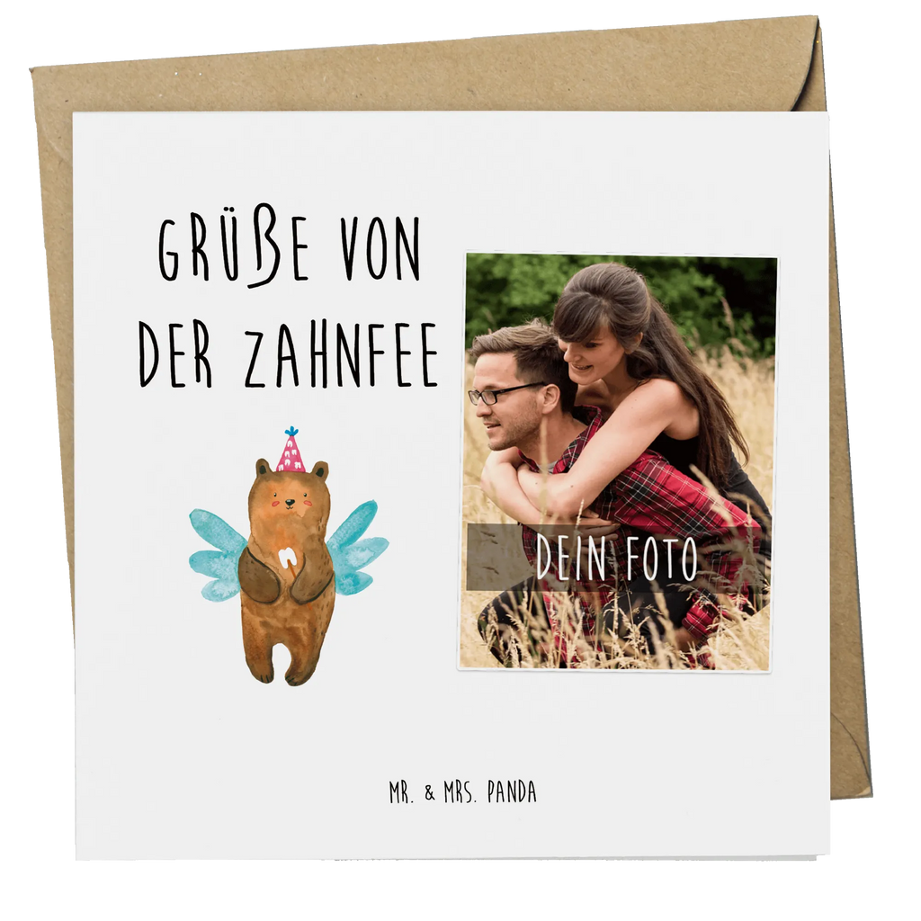 Personalisierte Foto Deluxe Karte Bär Zahnfee Personalisierte Foto Grußkarte, Bär, Teddy, Teddybär, Zahnfee, Fee, Milchzahn, Erster Zahn