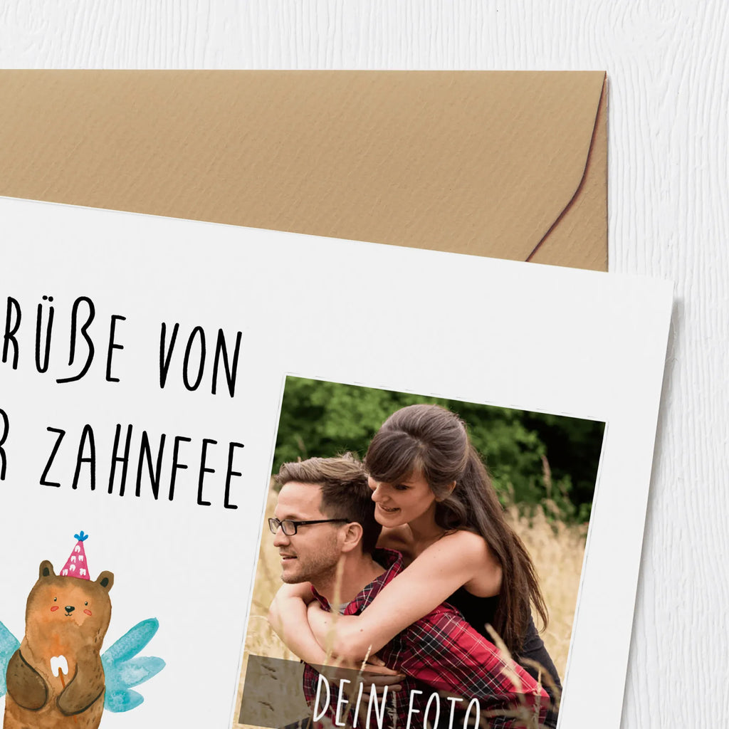 Personalisierte Foto Deluxe Karte Bär Zahnfee Personalisierte Foto Grußkarte, Bär, Teddy, Teddybär, Zahnfee, Fee, Milchzahn, Erster Zahn