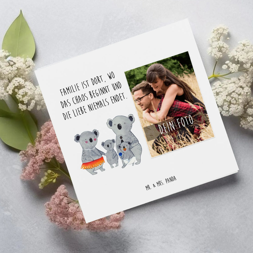 Personalisierte Foto Deluxe Karte Koala Familie Personalisierte Foto Grußkarte, Familie, Vatertag, Muttertag, Bruder, Schwester, Mama, Papa, Oma, Opa, Koala, Koalas, Family, Kinder, Geschwister, Familienleben