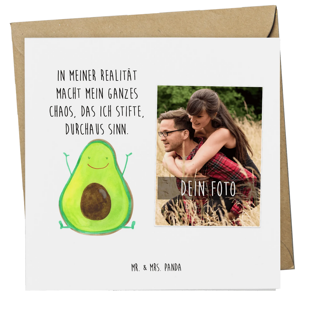 Personalisierte Foto Deluxe Karte Avocado Glücklich Personalisierte Foto Grußkarte, Avocado, Veggie, Vegan, Gesund, Chaos