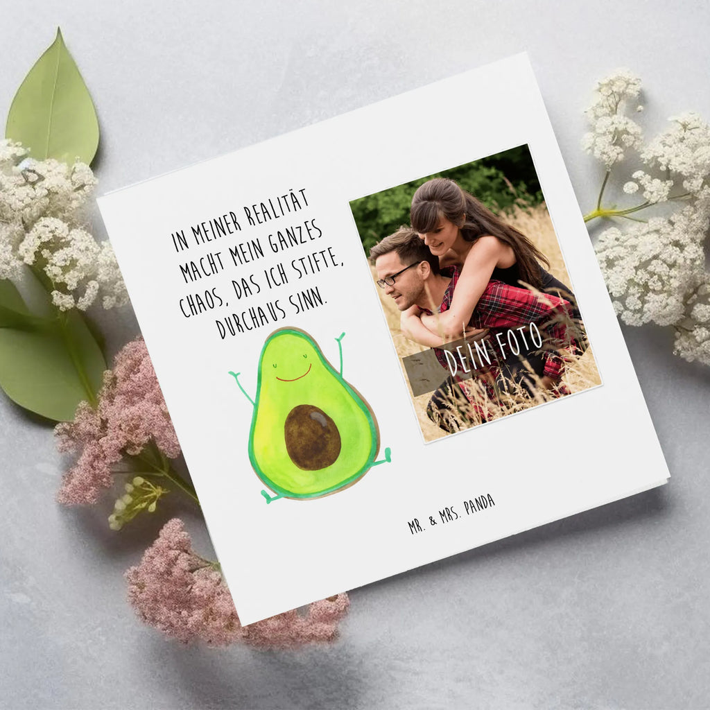 Personalisierte Foto Deluxe Karte Avocado Glücklich Personalisierte Foto Grußkarte, Avocado, Veggie, Vegan, Gesund, Chaos