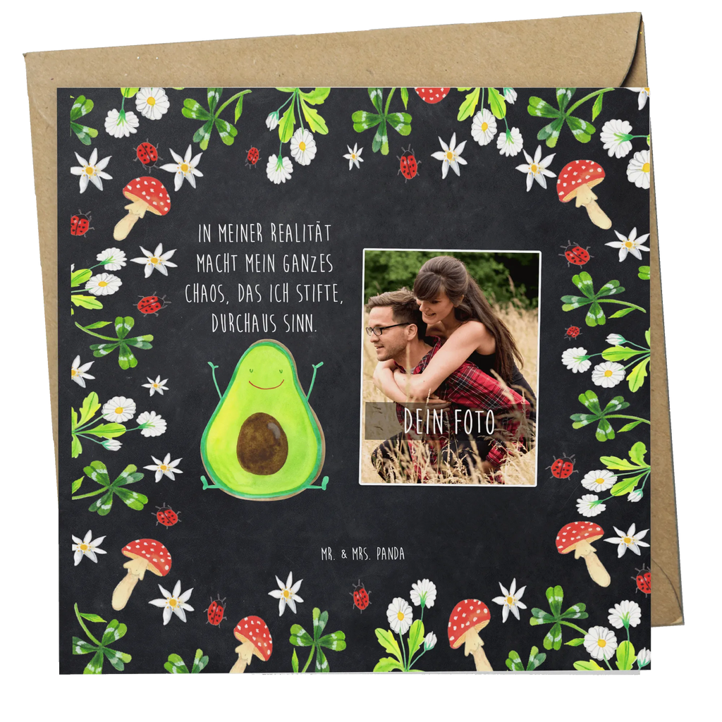 Personalisierte Foto Deluxe Karte Avocado Glücklich Personalisierte Foto Grußkarte, Avocado, Veggie, Vegan, Gesund, Chaos