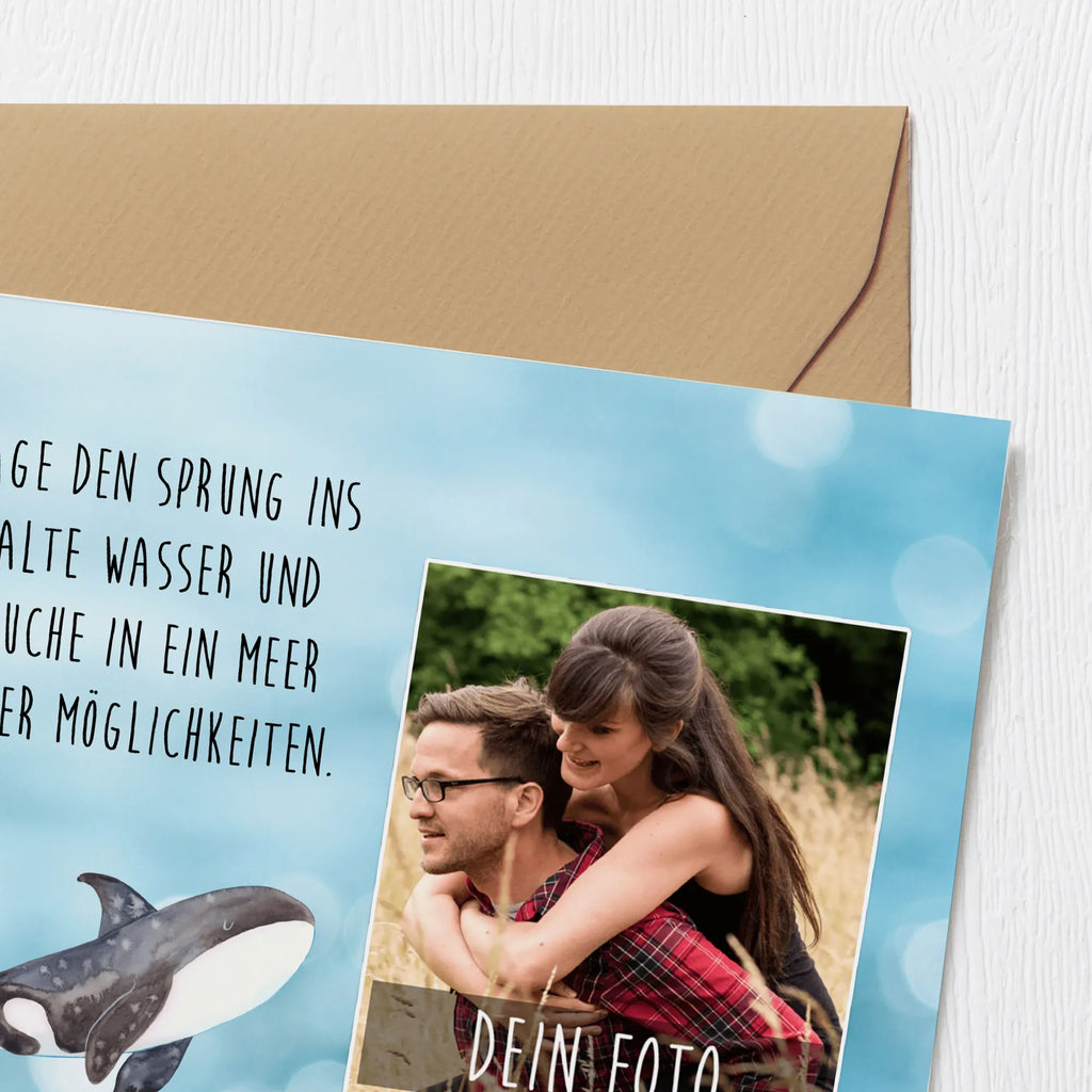 Personalisierte Foto Deluxe Karte Orca Personalisierte Foto Grußkarte, Meerestiere, Meer, Urlaub, Orca, Orcas, Killerwal, Wal, Möglichkeiten, Büro, Arbeit, Motivation, Selbstliebe, Neustart, Startup