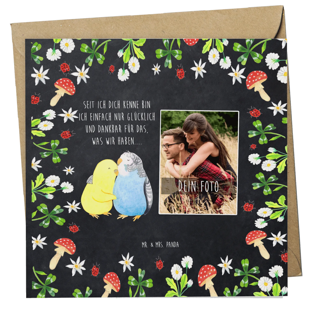 Personalisierte Foto Deluxe Karte Wellensittich Liebe Personalisierte Foto Grußkarte, Liebe, Partner, Freund, Freundin, Ehemann, Ehefrau, Heiraten, Verlobung, Heiratsantrag, Liebesgeschenk, Jahrestag, Hocheitstag, Vögel, Wellensittich, Nähe, Kuscheln, Vertrauen