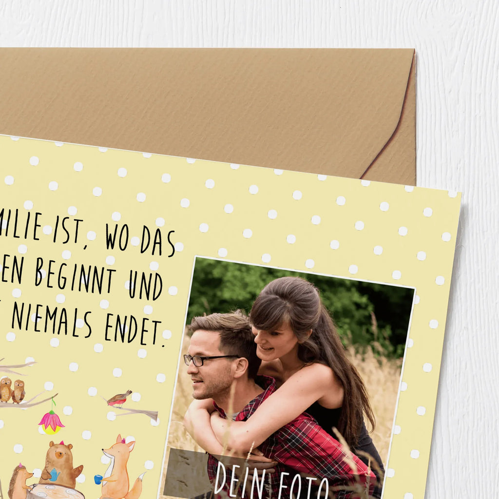 Personalisierte Foto Deluxe Karte Waldtiere Picknick Personalisierte Foto Grußkarte, Tiermotive, Gute Laune, lustige Sprüche, Tiere, Waldtiere, Picknick, Wald, Fuchs, Hase, Igel, Maus, Eichhörnchen