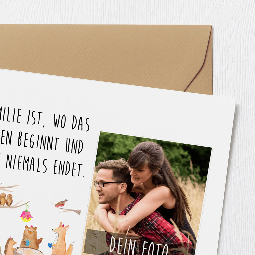 Personalisierte Foto Deluxe Karte Waldtiere Picknick Personalisierte Foto Grußkarte, Tiermotive, Gute Laune, lustige Sprüche, Tiere, Waldtiere, Picknick, Wald, Fuchs, Hase, Igel, Maus, Eichhörnchen