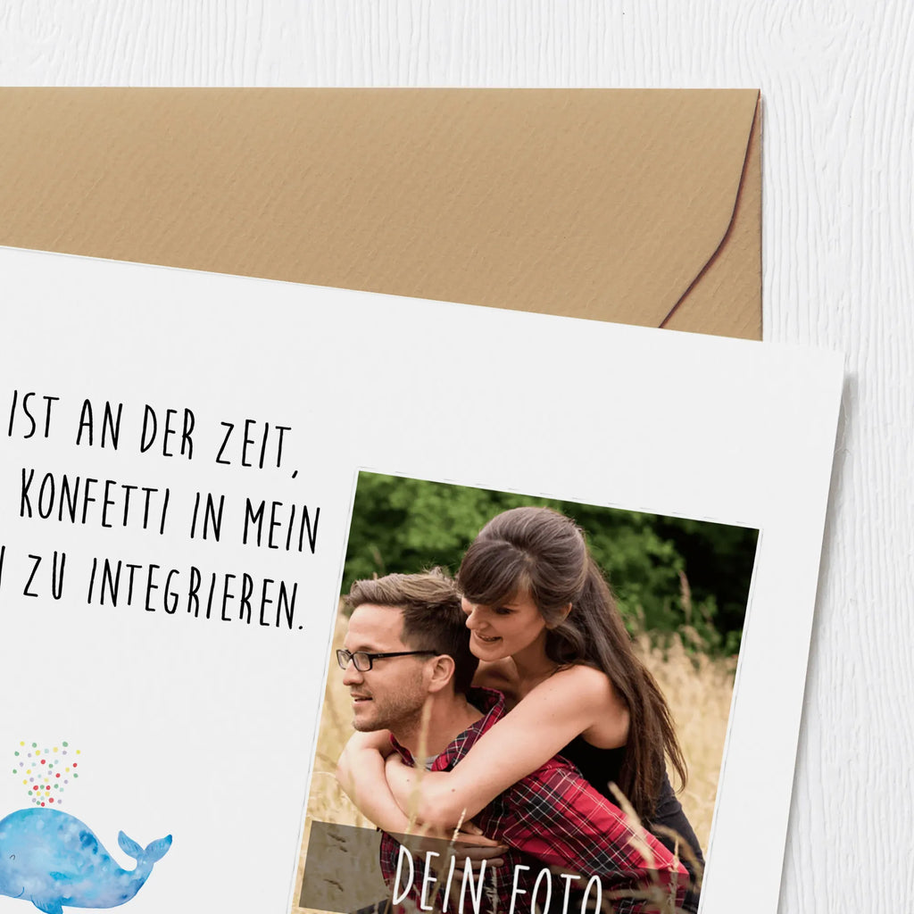 Personalisierte Foto Deluxe Karte Wal Konfetti Personalisierte Foto Grußkarte, Meerestiere, Meer, Urlaub, Wal, Konfetti, Wale, Motivation, Neuanfang, Trennung, Diät, Abnehmen, Neustart, Lebensabschnitt, Geburtstag