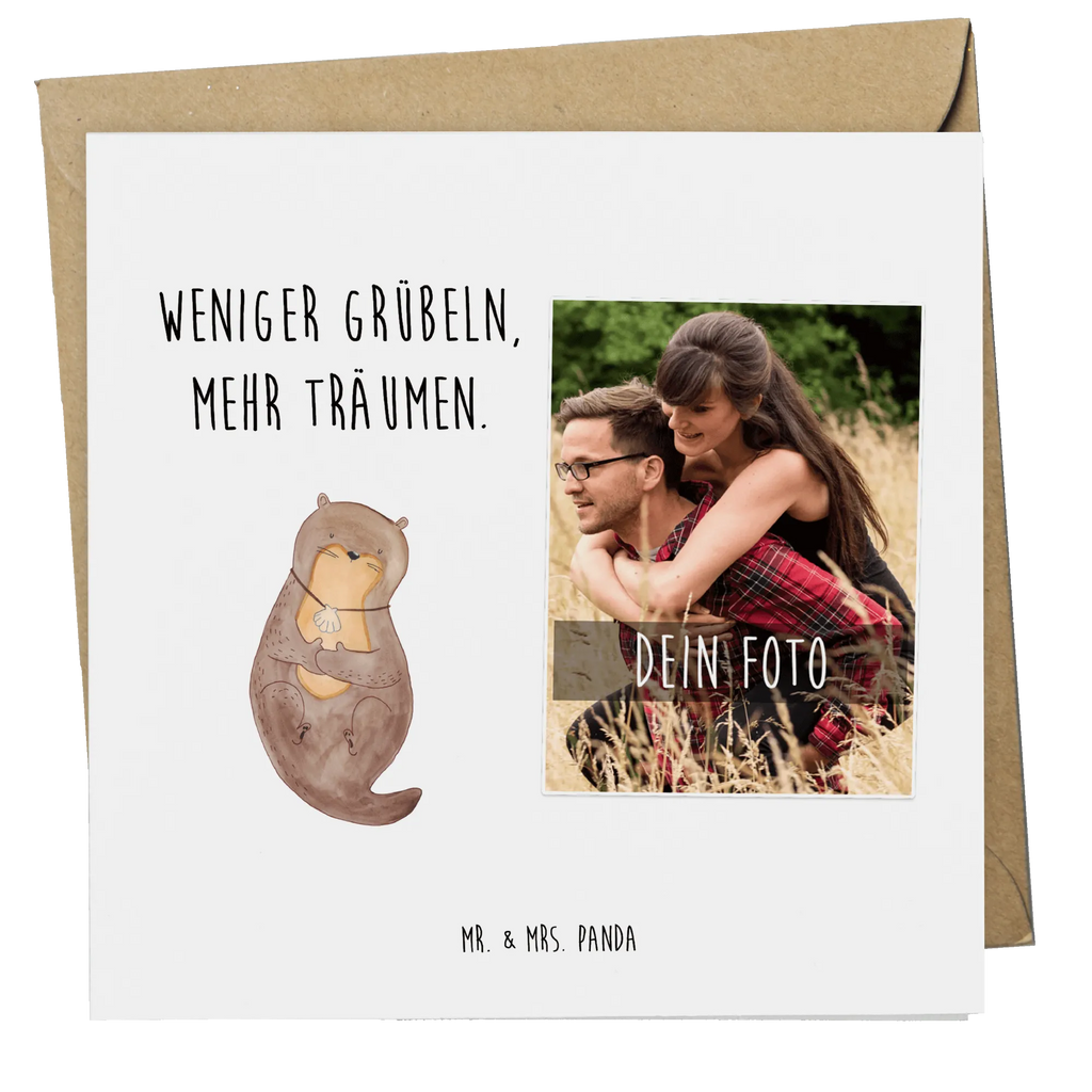 Personalisierte Foto Deluxe Karte Otter Muschel Personalisierte Foto Grußkarte, Otter, Fischotter, Seeotter, Otterliebe, grübeln, träumen, Motivation, Tagträumen, Büro