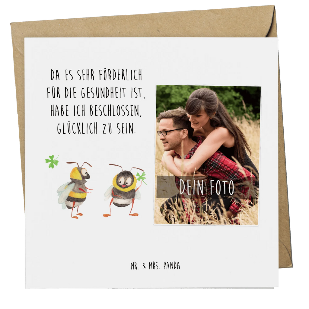 Personalisierte Foto Deluxe Karte Hummeln Kleeblatt Personalisierte Foto Grußkarte, Tiermotive, Gute Laune, lustige Sprüche, Tiere, Hummel, Biene, Spruch positiv, Biene Deko, Spruch schön, glücklich sein, glücklich werden, Spruch fröhlich