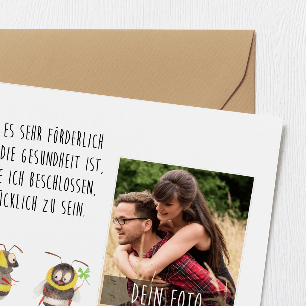 Personalisierte Foto Deluxe Karte Hummeln Kleeblatt Personalisierte Foto Grußkarte, Tiermotive, Gute Laune, lustige Sprüche, Tiere, Hummel, Biene, Spruch positiv, Biene Deko, Spruch schön, glücklich sein, glücklich werden, Spruch fröhlich