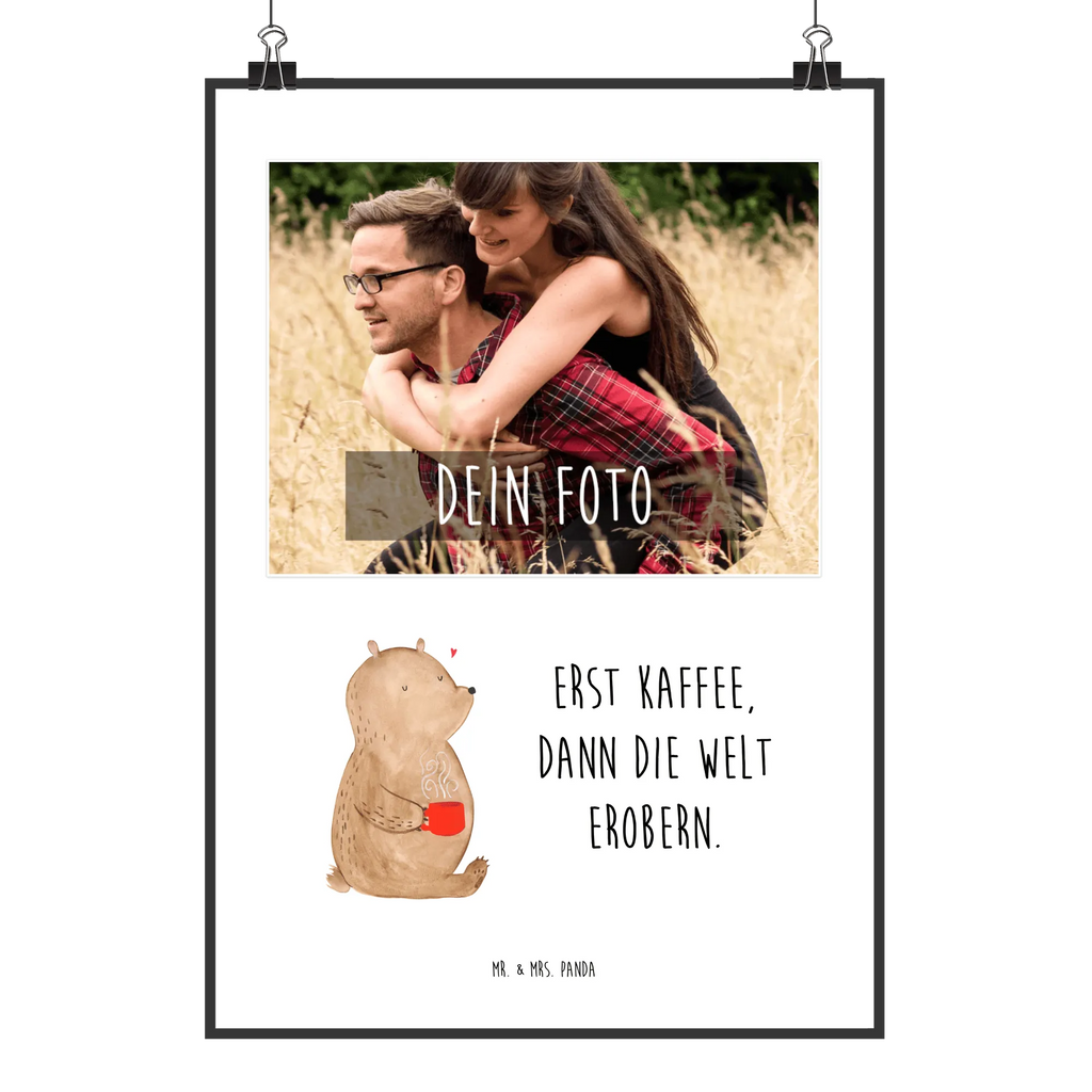 Personalisiertes Foto Poster Bär Kaffee Personalisiertes Foto Poster, Bär, Teddy, Teddybär, Kaffee, Coffee, Bären, guten Morgen, Morgenroutine, Welt erobern, Welt retten, Motivation