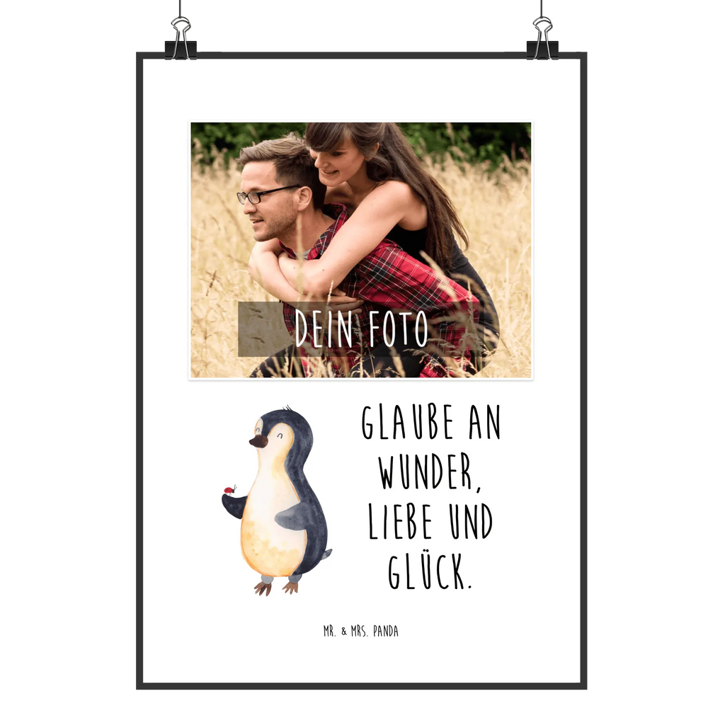 Personalisiertes Foto Poster Pinguin Marienkäfer Personalisiertes Foto Poster, Pinguin, Pinguine, Marienkäfer, Liebe, Wunder, Glück, Freude, Lebensfreude