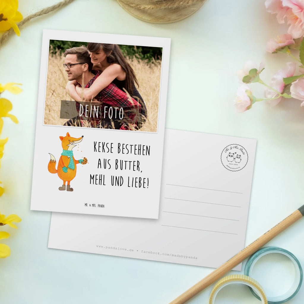 Personalisierte Foto Postkarte Fuchs Keks Personalisierte Foto Postkarte, Fuchs, Füchse, Backen Spruch, Kekse, Winter, Weihnachtszeit, Plätzchen, Liebe, Küche Deko