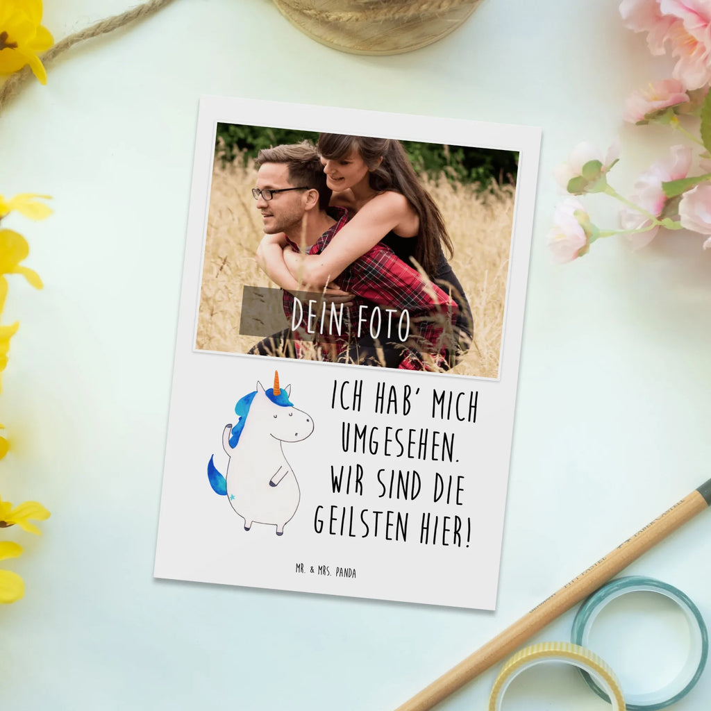 Personalisierte Foto Postkarte Einhorn Mann Personalisierte Foto Postkarte, Einhorn, Einhörner, Einhorn Deko, Pegasus, Unicorn, cool, Mann, Freundin, Familie, bester Freund, BFF, Party, hübsch, beste