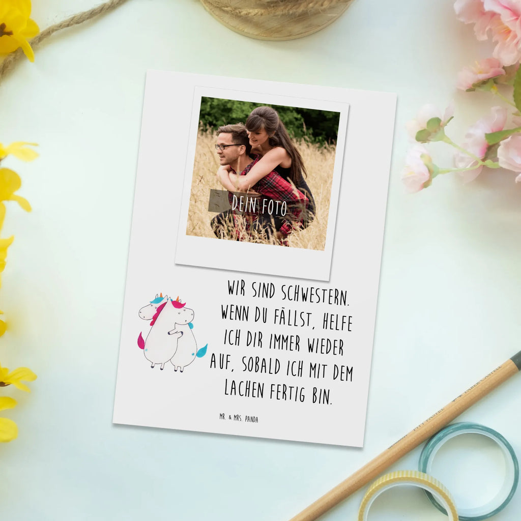 Personalisierte Foto Postkarte Einhörner Umarmen Personalisierte Foto Postkarte, Einhorn, Einhörner, Einhorn Deko, Pegasus, Unicorn, Freundinnen, Freundin, BFF, Schwester, Schwestern, Familie, Geschwister, Sister, Liebe