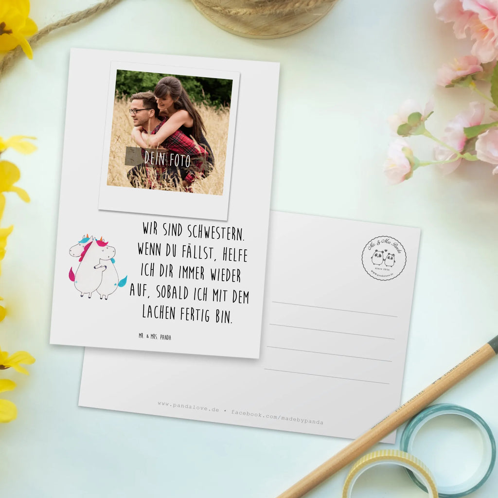 Personalisierte Foto Postkarte Einhörner Umarmen Personalisierte Foto Postkarte, Einhorn, Einhörner, Einhorn Deko, Pegasus, Unicorn, Freundinnen, Freundin, BFF, Schwester, Schwestern, Familie, Geschwister, Sister, Liebe