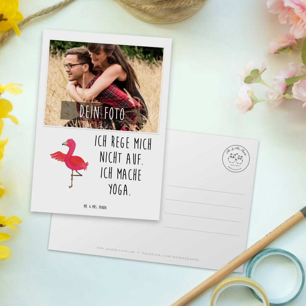 Personalisierte Foto Postkarte Flamingo Yoga Personalisierte Foto Postkarte, Flamingo, Vogel, Yoga, Namaste, Achtsamkeit, Yoga-Übung, Entspannung, Ärger, Aufregen, Tiefenentspannung