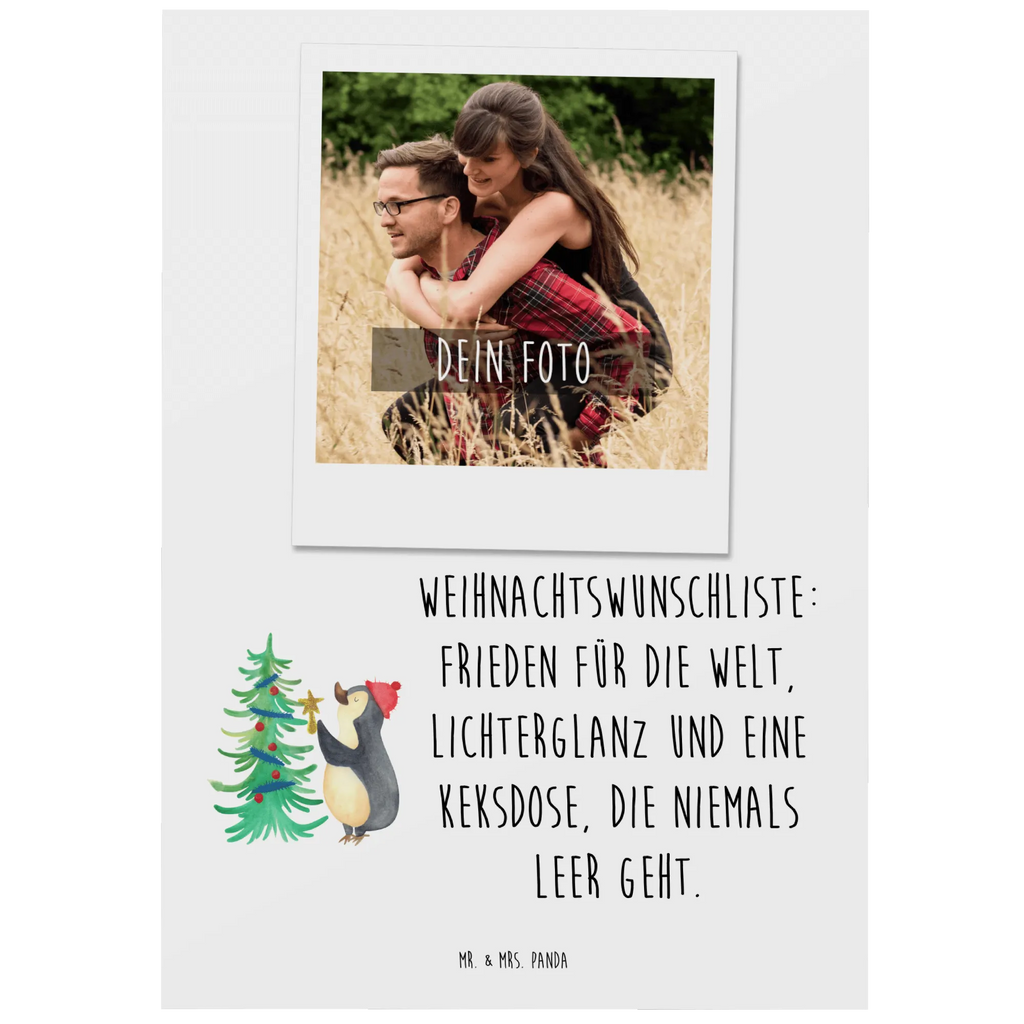 Personalisierte Foto Postkarte Pinguin Weihnachtsbaum Personalisierte Foto Postkarte, Winter, Weihnachten, Weihnachtsdeko, Nikolaus, Advent, Heiligabend, Wintermotiv, Pinguin