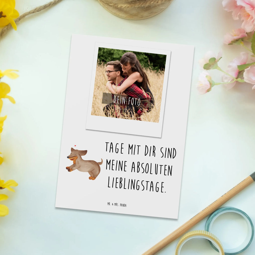 Personalisierte Foto Postkarte Hund Dackel Personalisierte Foto Postkarte, Hund, Hundemotiv, Haustier, Hunderasse, Tierliebhaber, Hundebesitzer, Sprüche, Hunde, Dackel, Dachshund, happy dog