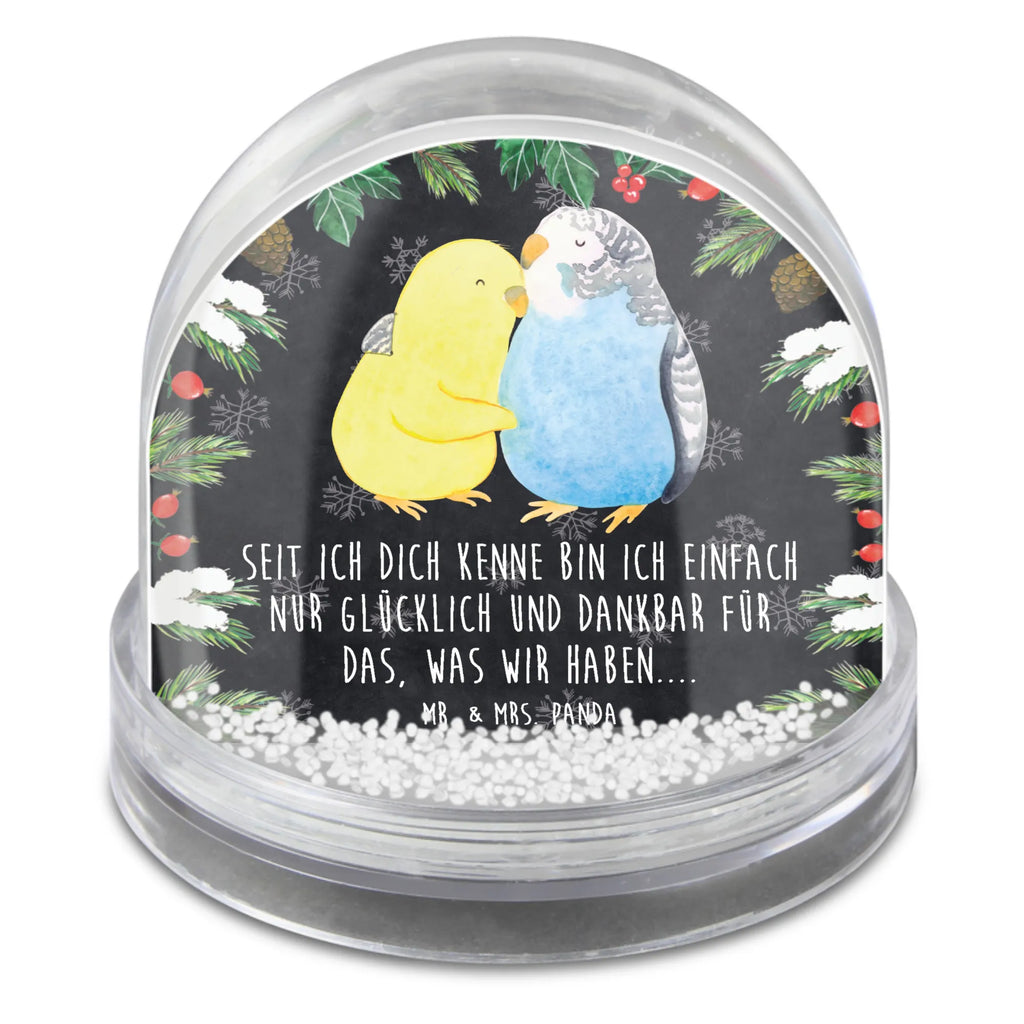 Schneekugel Wellensittich Liebe Schneekugel, Schüttelkugel, Wunderkugel, Liebe, Partner, Freund, Freundin, Ehemann, Ehefrau, Heiraten, Verlobung, Heiratsantrag, Liebesgeschenk, Jahrestag, Hocheitstag, Vögel, Wellensittich, Nähe, Kuscheln, Vertrauen