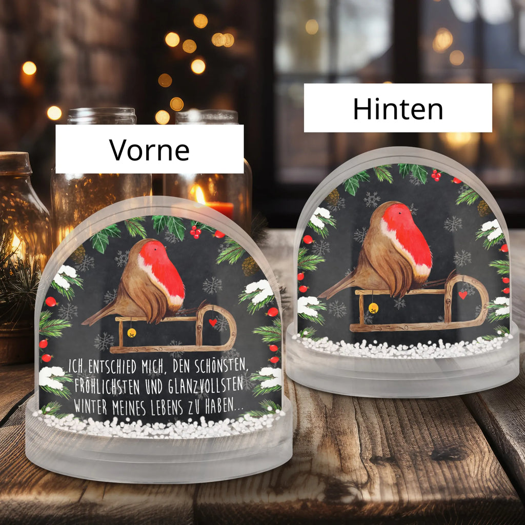 Schneekugel Rotkehlchen Schlitten Schneekugel, Schüttelkugel, Wunderkugel, Winter, Weihnachten, Weihnachtsdeko, Nikolaus, Advent, Heiligabend, Wintermotiv, Schlitten, Vogel