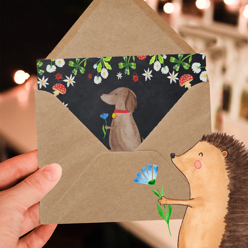 Deluxe Karte Hund Blume Karte, Grußkarte, Klappkarte, Einladungskarte, Glückwunschkarte, Hochzeitskarte, Geburtstagskarte, Hochwertige Grußkarte, Hochwertige Klappkarte, Hund, Hundemotiv, Haustier, Hunderasse, Tierliebhaber, Hundebesitzer, Sprüche, Hunde, Frauchen, Hundeliebe