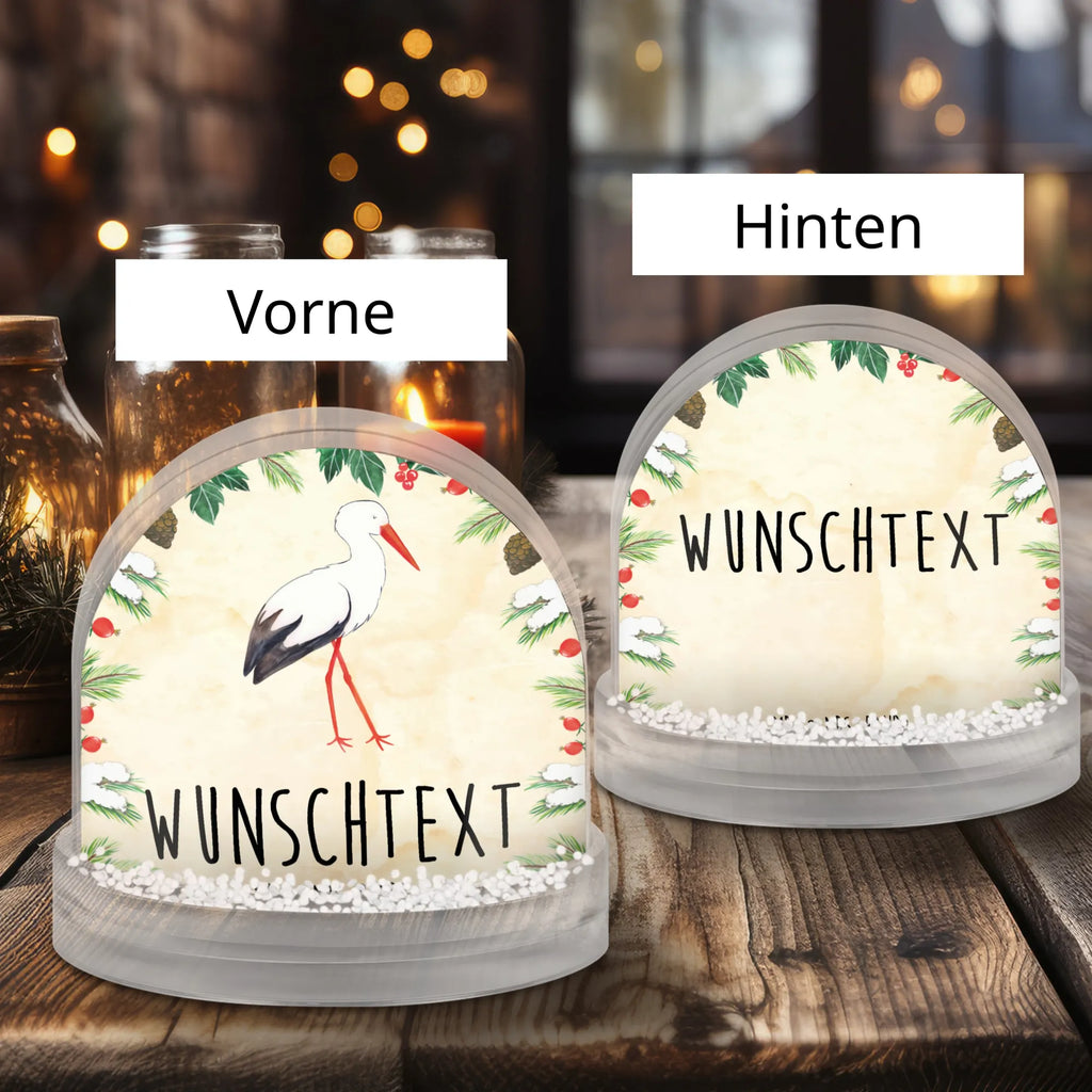 Personalisierte Schneekugel Storch Personalisierte Schneekugel, Personalisierte Schüttelkugel, Personalisierte  Wunderkugel, Tiermotive, Gute Laune, lustige Sprüche, Tiere, Storch, Störche, Schwangerschaft, Geburt, Mutter, Mütter, Mutter werden, Schwanger, Babybauch, Baby