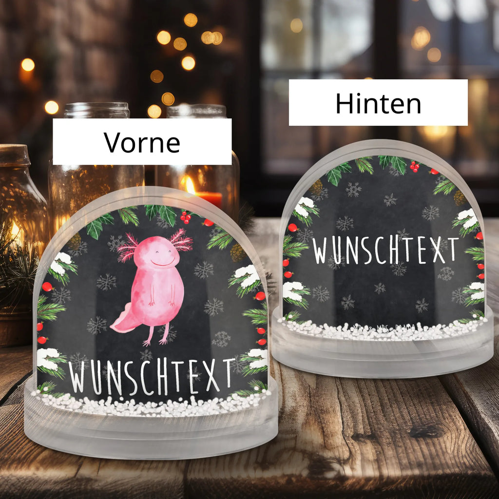 Personalisierte Schneekugel Axolotl Glücklich Personalisierte Schneekugel, Personalisierte Schüttelkugel, Personalisierte  Wunderkugel, Axolotl, Molch, Axolot, Schwanzlurch, Lurch, Lurche, Motivation, gute Laune