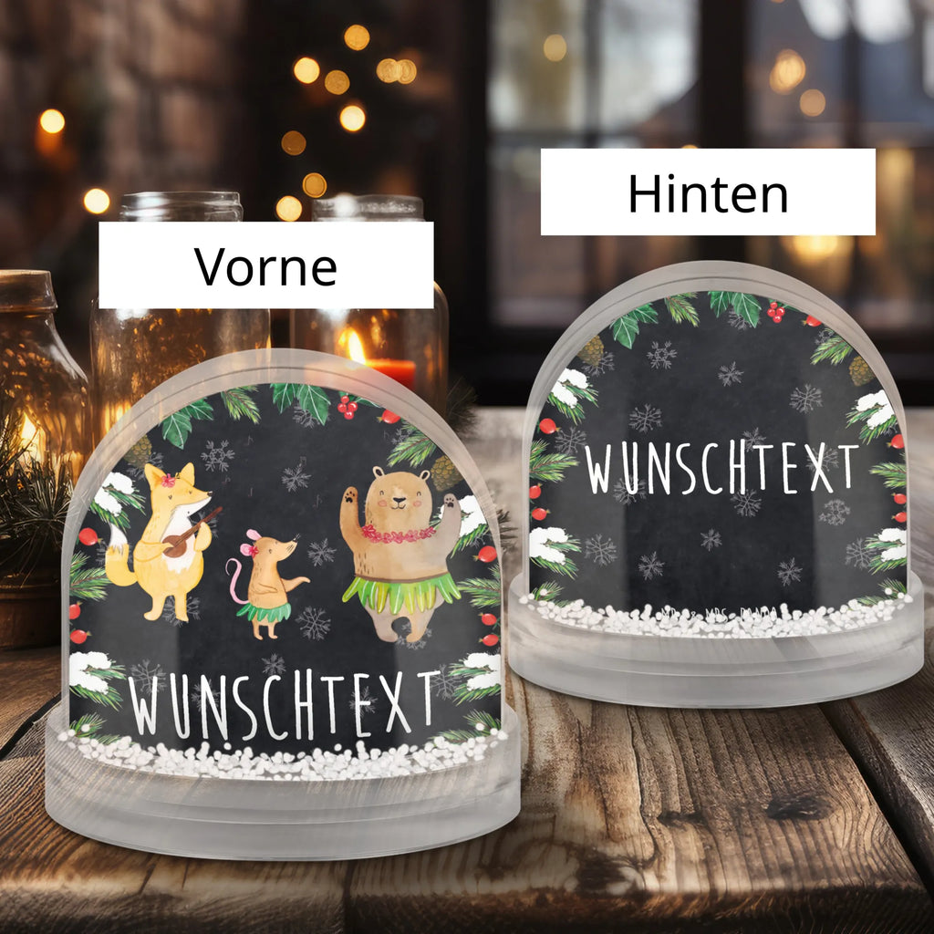 Personalisierte Schneekugel Waldtiere Aloha Personalisierte Schneekugel, Personalisierte Schüttelkugel, Personalisierte  Wunderkugel, Tiermotive, Gute Laune, lustige Sprüche, Tiere, Wald, Waldtiere, Musik, Aloha, Bär, Hase, Igel, Tanzen, Leben, Lachen