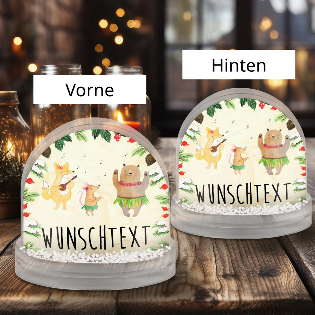 Personalisierte Schneekugel Waldtiere Aloha Personalisierte Schneekugel, Personalisierte Schüttelkugel, Personalisierte  Wunderkugel, Tiermotive, Gute Laune, lustige Sprüche, Tiere, Wald, Waldtiere, Musik, Aloha, Bär, Hase, Igel, Tanzen, Leben, Lachen