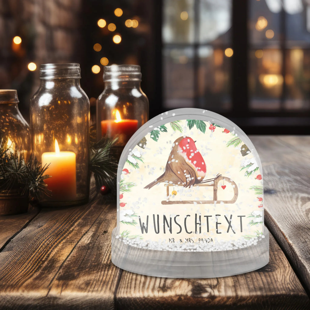 Personalisierte Schneekugel Rotkehlchen Schlitten Personalisierte Schneekugel, Personalisierte Schüttelkugel, Personalisierte  Wunderkugel, Winter, Weihnachten, Weihnachtsdeko, Nikolaus, Advent, Heiligabend, Wintermotiv, Schlitten, Vogel