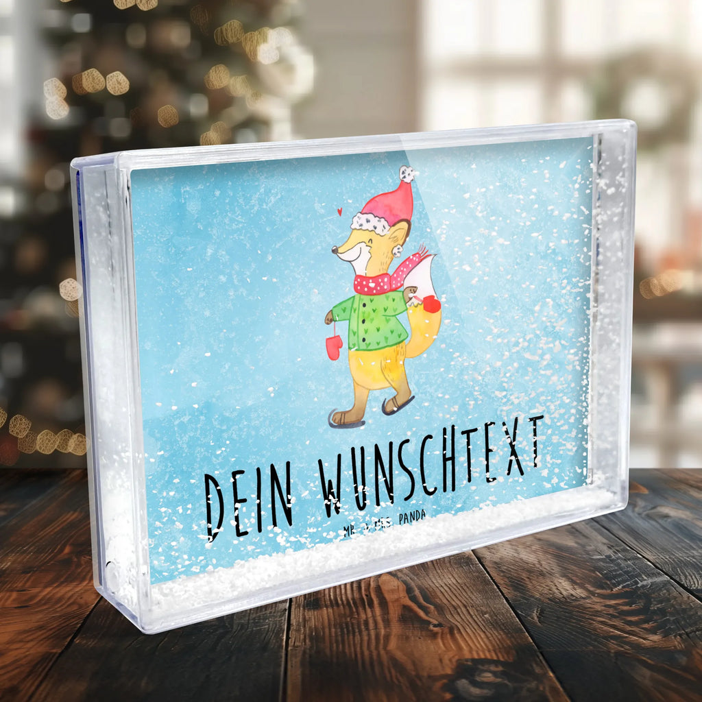 Personalisierter Schüttelrahmen Fuchs  Schlittschuhe Winter, Weihnachten, Weihnachtsdeko, Nikolaus, Advent, Heiligabend, Wintermotiv, Weihnachtsmann, Weihnachtstage, Weihnachtsbaum, Tannenbaum, Weihnachtszeit