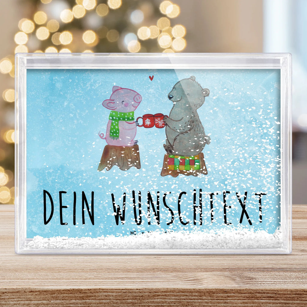 Personalisierter Schüttelrahmen Glühschwein Sause Winter, Weihnachten, Weihnachtsdeko, Nikolaus, Advent, Heiligabend, Wintermotiv, Prost, Alles Gute, Weihnachtszeit, Schwein, Bär