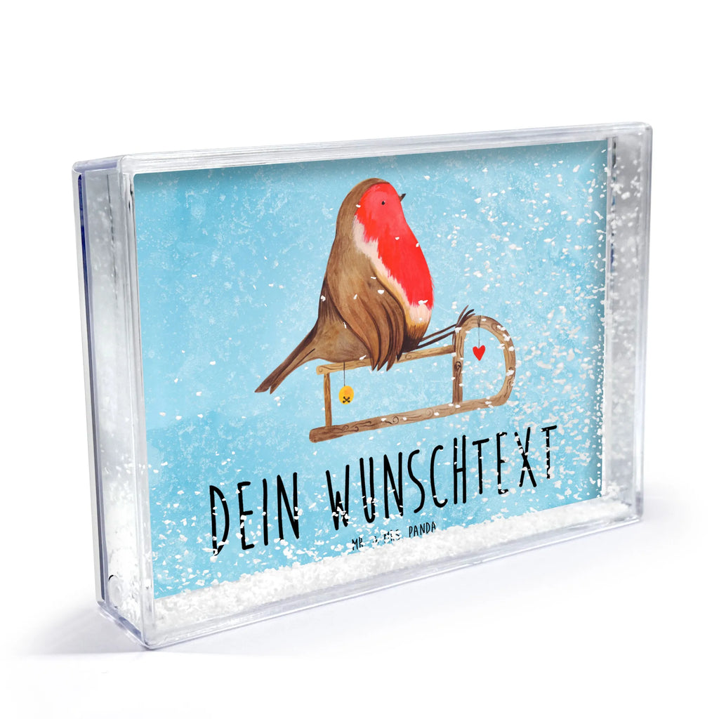 Personalisierter Schüttelrahmen Rotkehlchen Schlitten Winter, Weihnachten, Weihnachtsdeko, Nikolaus, Advent, Heiligabend, Wintermotiv, Schlitten, Vogel