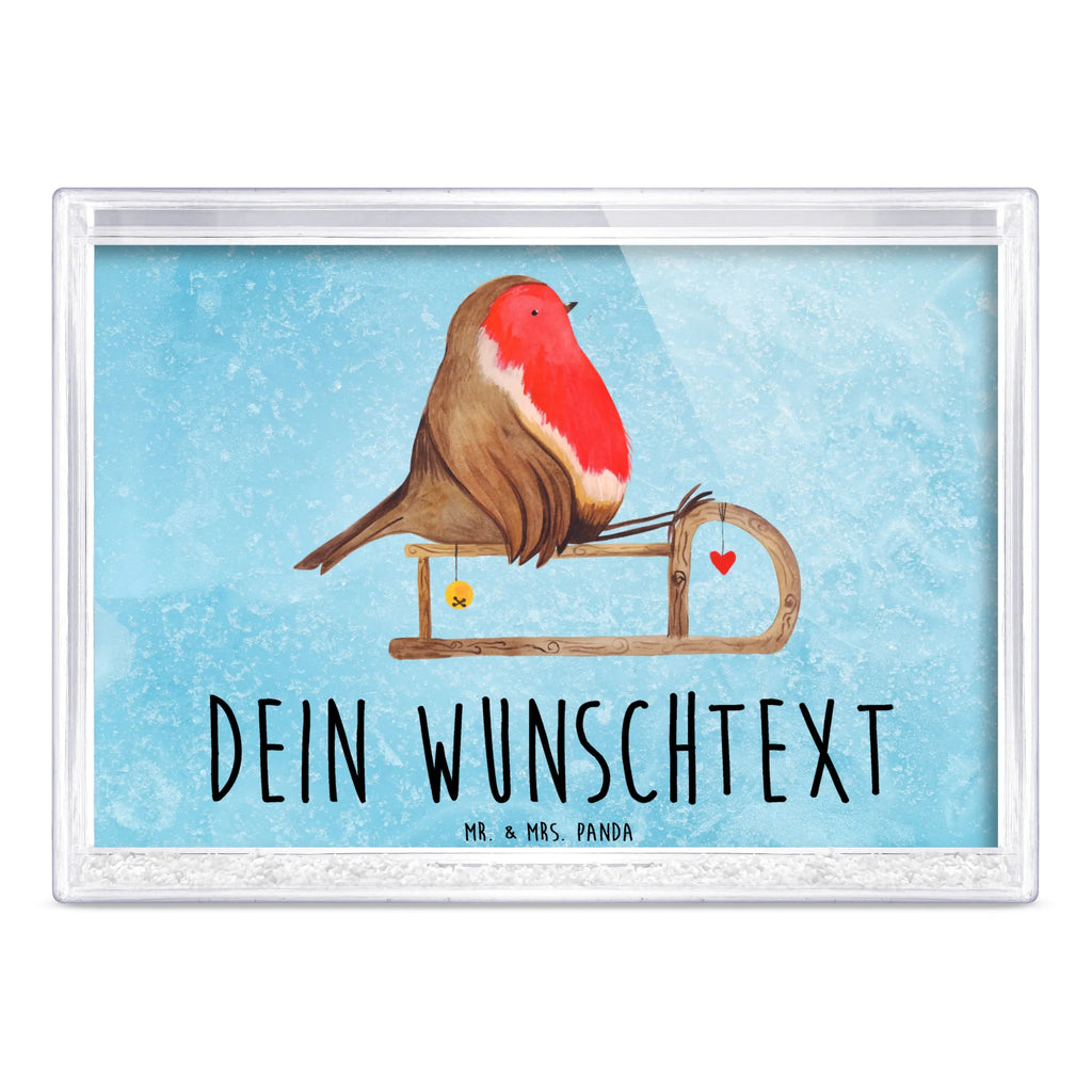 Personalisierter Schüttelrahmen Rotkehlchen Schlitten Winter, Weihnachten, Weihnachtsdeko, Nikolaus, Advent, Heiligabend, Wintermotiv, Schlitten, Vogel